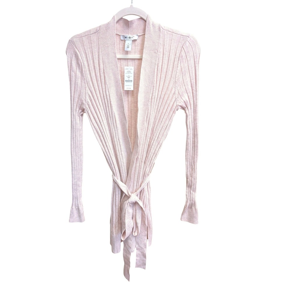 NWT White House Black Market Long Sleeve Belted Cardigan S Heather Sepia Rose - Picture 2 of 9